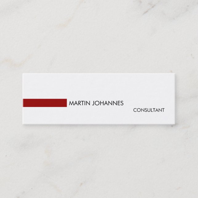 Slim Skinny Stylish Red Black White Business Card (Front)