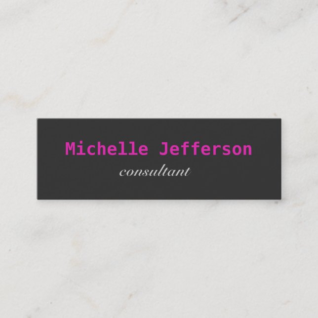 Slim Skinny Trendy Grey Pink Mini Business Card (Front)