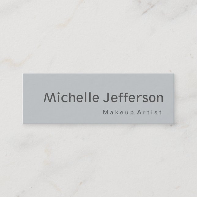 Slim Stylish Grey Makeup Artist Business Card (Front)