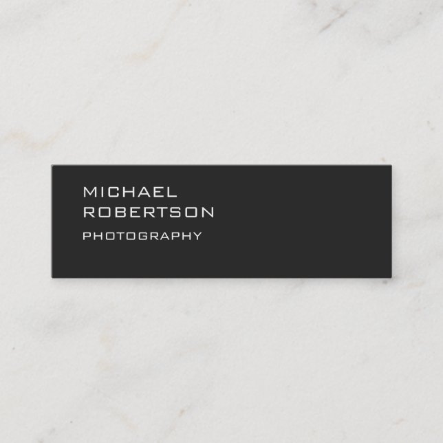 Slim Trendy Gray Photographer Business Card (Front)