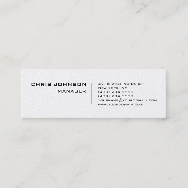 Slim Trendy Unique Manager Business Card (Front)
