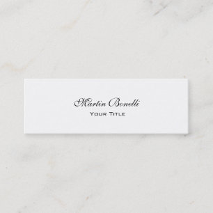 Slim Unique Calligraphy White Trendy Business Card