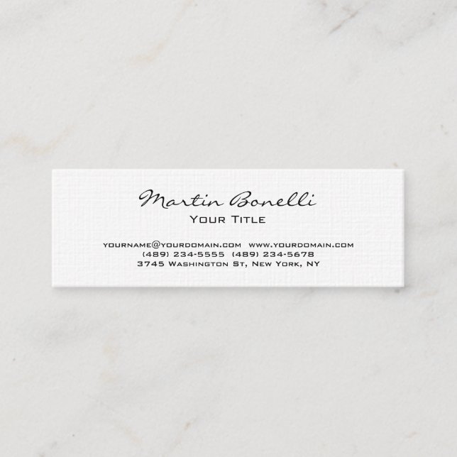 Slim Unique Modern Linen Trendy Business Card (Front)