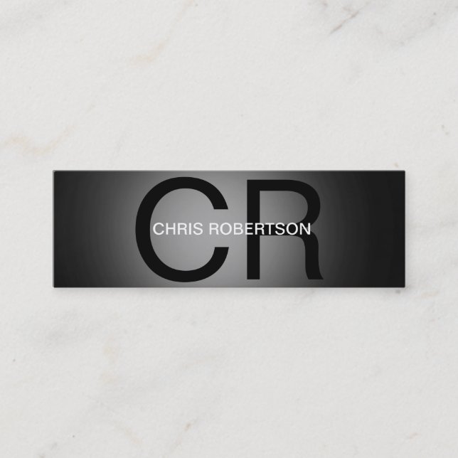 Slim Unique Monogram Grey Black Business Card (Front)