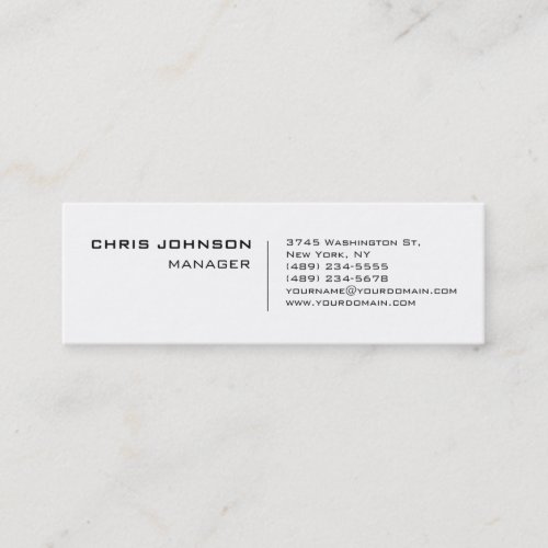 Slim White Charming Manager Business Card