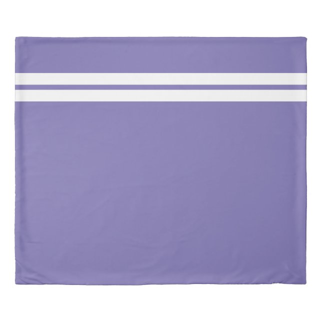 Slim White Top Racing Stripes On Pretty Periwinkle Duvet Cover (Front)