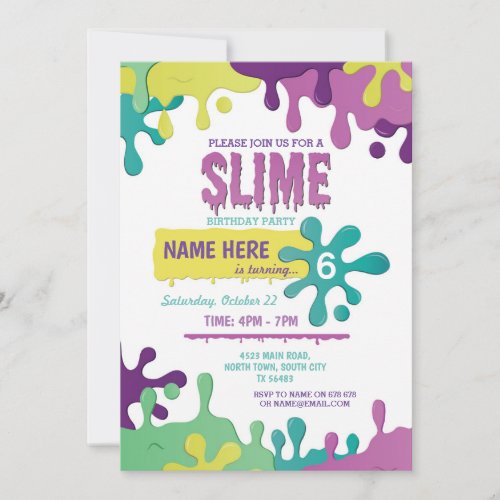 Slime Birthday Dripping Girls Pink Invitation