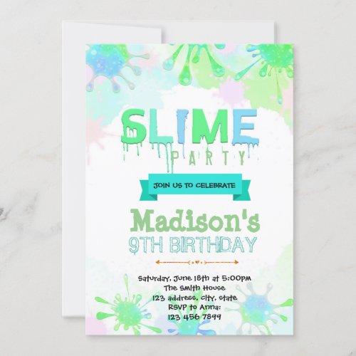 Slime birthday invitation