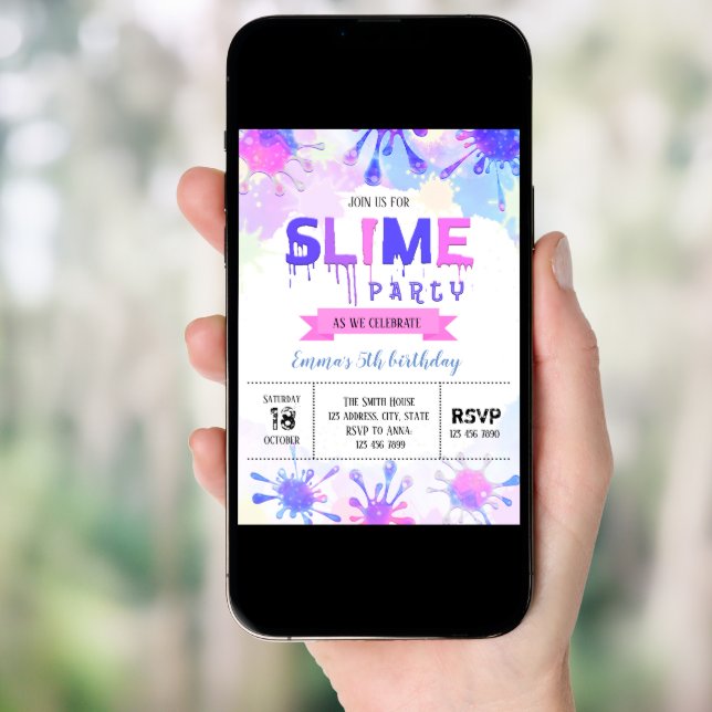 Slime birthday invitation (Front Digital)