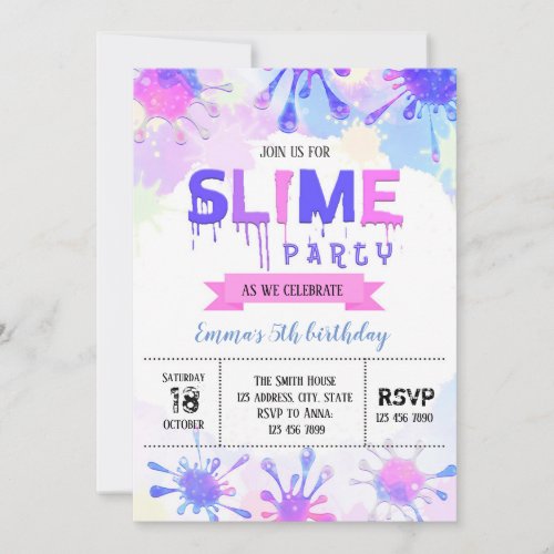 Slime birthday invitation