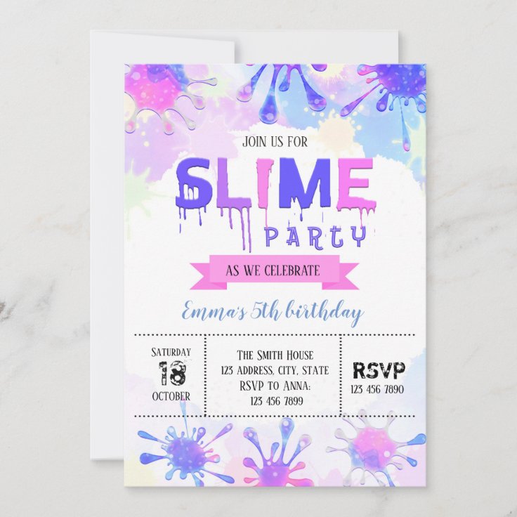 Slime birthday invitation Zazzle
