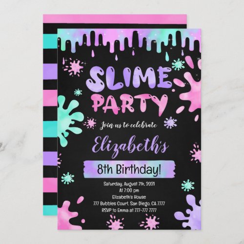Slime Birthday  Invitation
