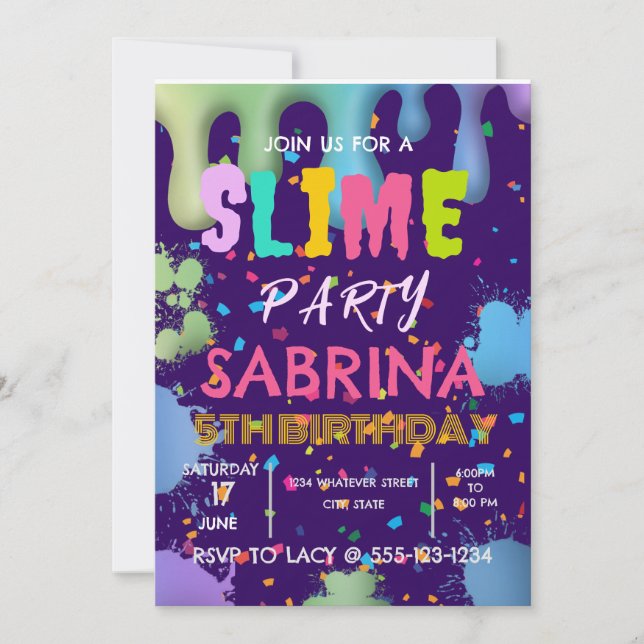 Slime Birthday Party Custom Invitation (Front)