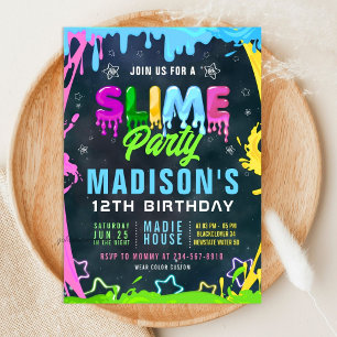 Slime Birthday Party Editable Invitation
