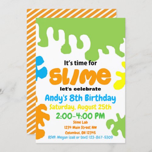 Slime birthday party invitation slime lab boys invitation