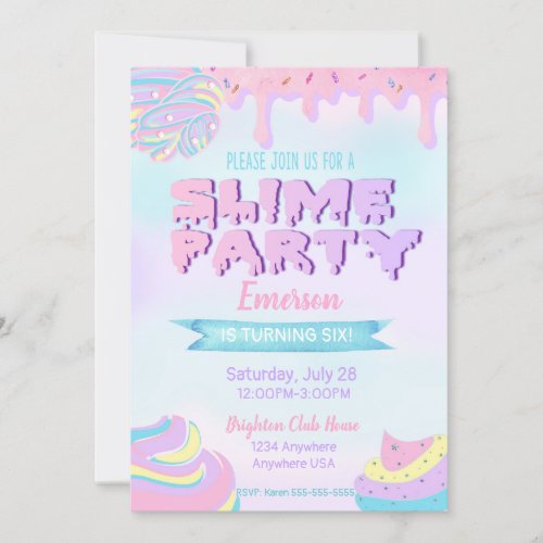 Slime Birthday Party invitations dripping invite