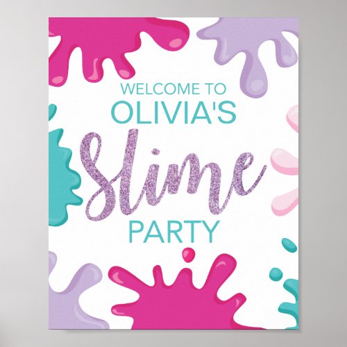 Slime birthday party personalized welcome sign