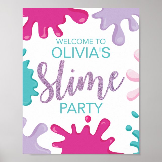 Slime birthday party personalized welcome sign (Front)