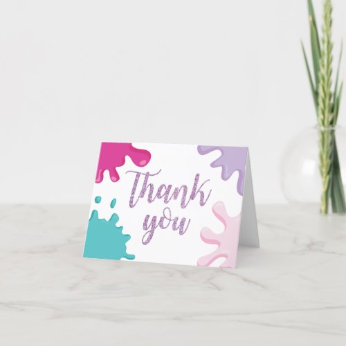 Slime Birthday Thank You Card Pink and purple