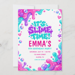 Slime Colorful Gooey Birthday Party Invitation