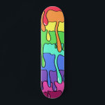 Slime Dripping Melting 90s Retro Rainbow Skateboard<br><div class="desc">Cool cute and trendy 90s aesthetic rainbow slime drippy color design skateboard. Personalise with your name for a custom design, </div>