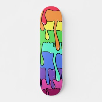 Slime Dripping Melting 90s Retro Rainbow Skateboard by withoutlimits at Zazzle