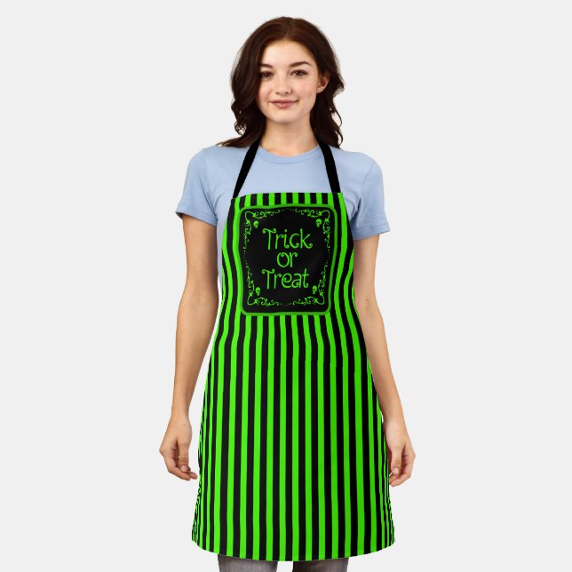 Slime Green Trick or Treat  Apron (Worn)