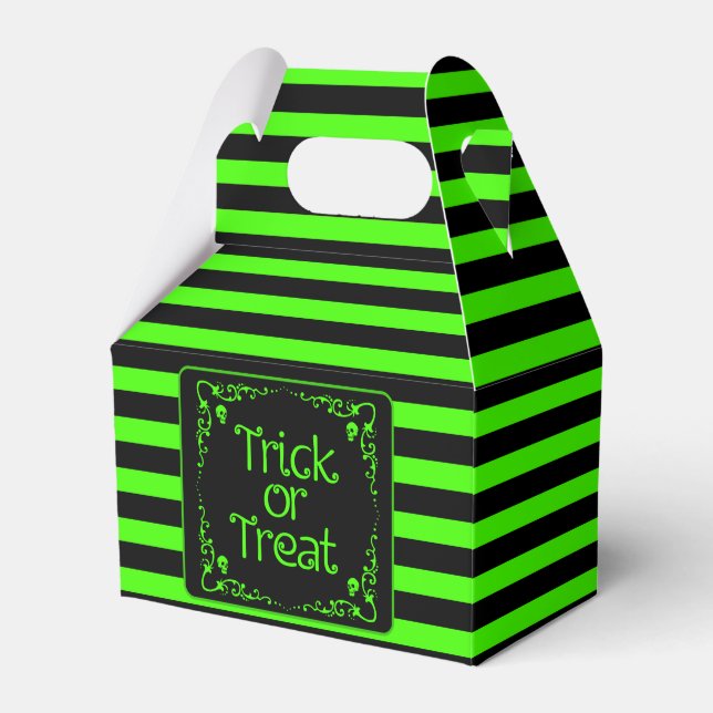 Slime Green Trick or Treat Favor Box (Front Side)
