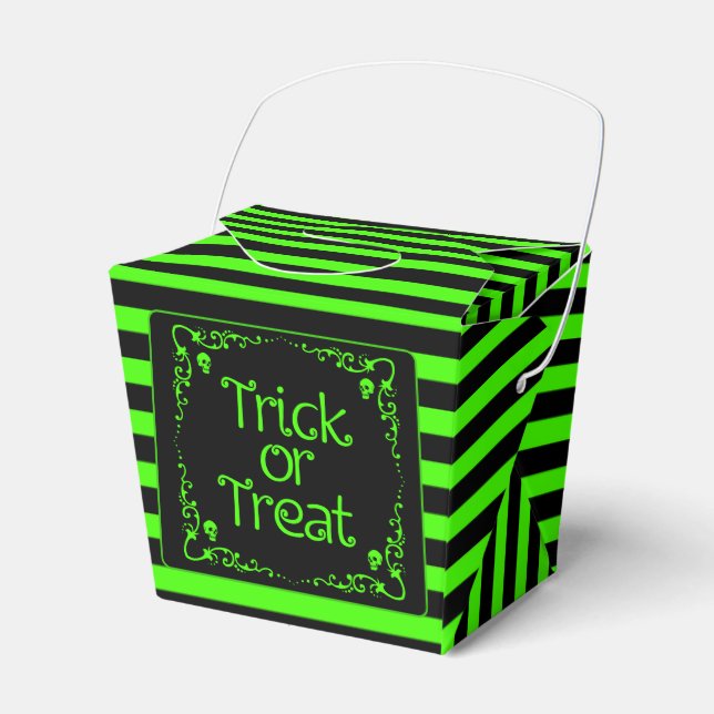 Slime Green Trick or Treat  Favor Boxes (Front Side)