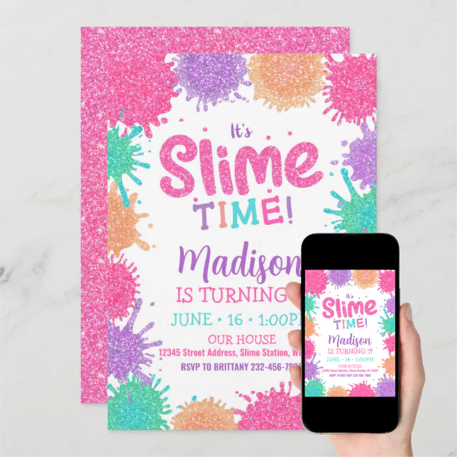 Slime Invitation Slime Party Invitation Zazzle