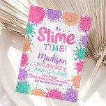 Slime Invitation, Slime Party Invitation<br><div class="desc">Enjoy this slime birthday invitation! It's the perfect way to invite guests to your child's slime themed birthday party. This is a fun,  slime filled invitation with girl colors and glitter!</div>