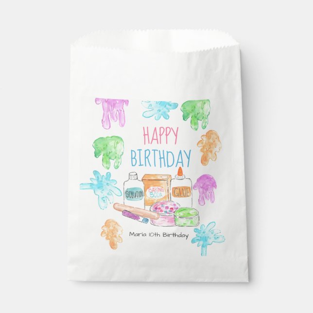 Slime kid birthday party favor bag (Front)