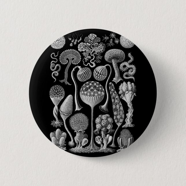 Slime Molds in Black and White Pinback Button (Front)