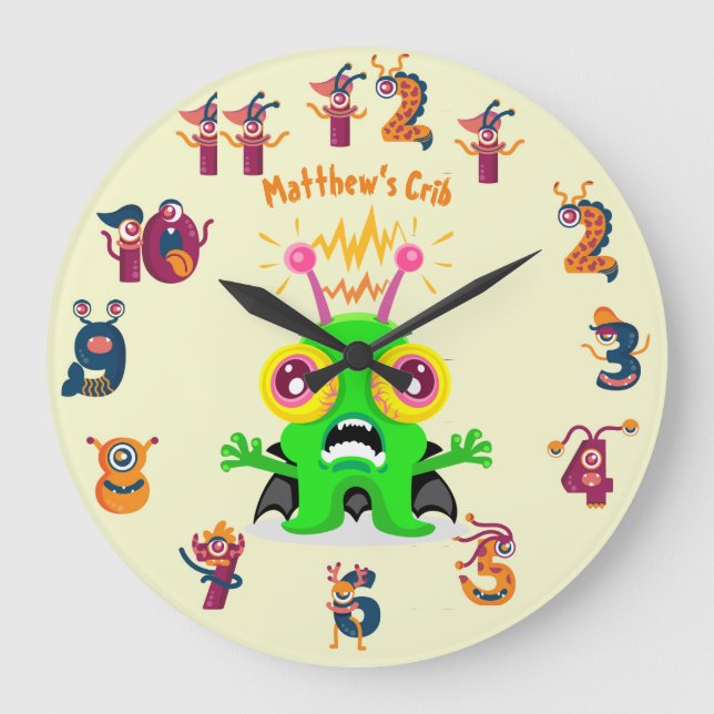 Slime Monster Named Kids Wall Clock Funny Cool (Front)