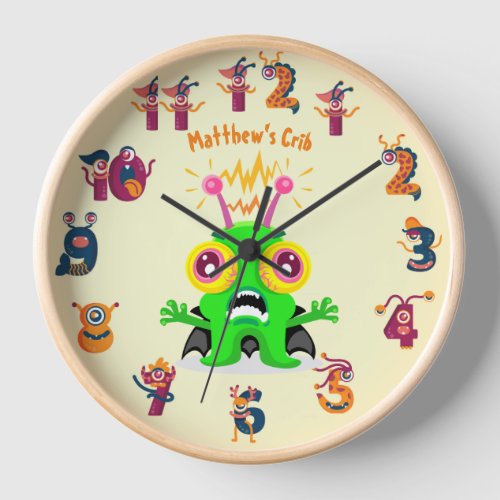 Slime Monster Named Kids Wall Clock Funny Cool