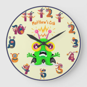 Slime Monster Named Kids Wall Clock Funny Cool