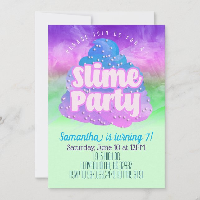 Slime Party Birthday Invitation (Front)