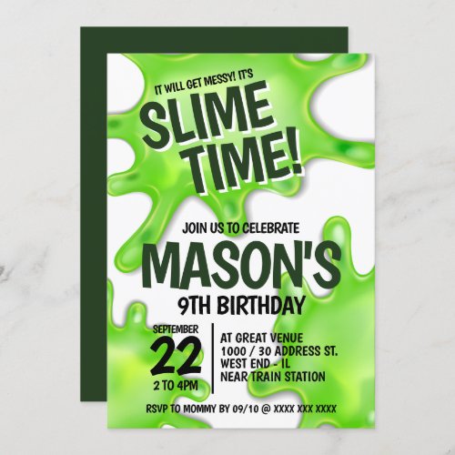 Slime Party Birthday Invitation