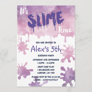 Slime Party Birthday Invitations