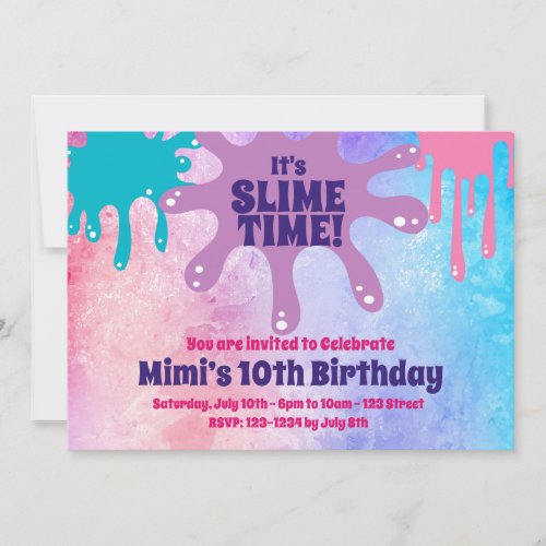 Slime Party Birthday Party Invite