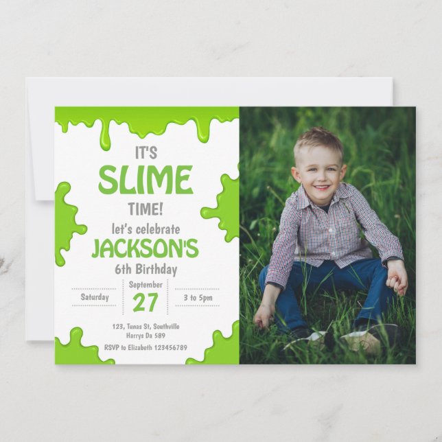Slime Party Birthday Photo Invitation (Front)