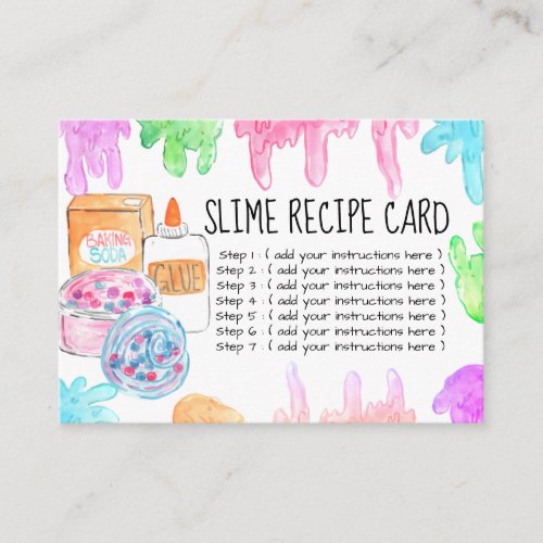 Slime party birthday recipe card