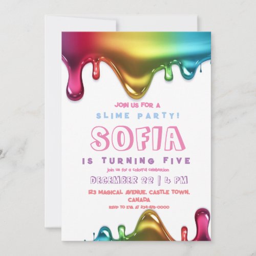  Slime Party Invitation Colorful Slime Birthday 