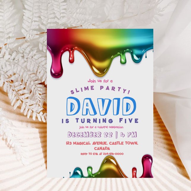  Slime Party Invitation Ranbow Slime Birthday  (Creator Uploaded)