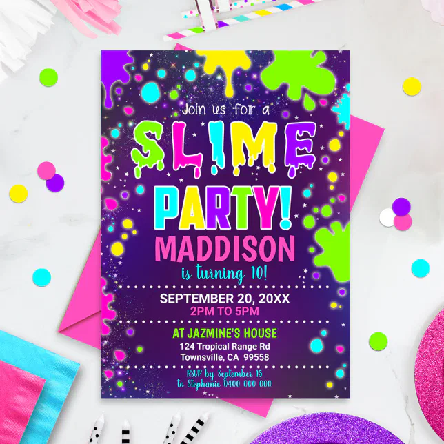 Slime Party Invitation Slime Birthday Invitation | Zazzle