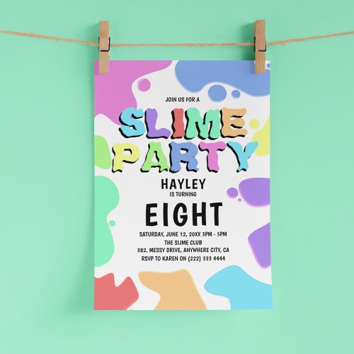 SLIME PARTY Kids Birthday Party Invitation
