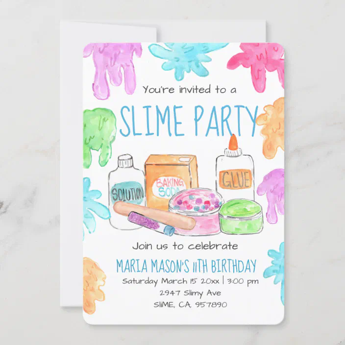 Personalised Kids Slime BIRTHDAY PARTY INVITATION & THANK YOU CartesKids Party
