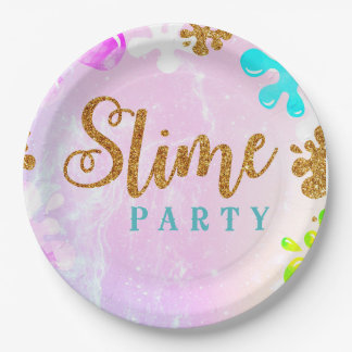 Slime Pastel Birthday Party Paper Plate