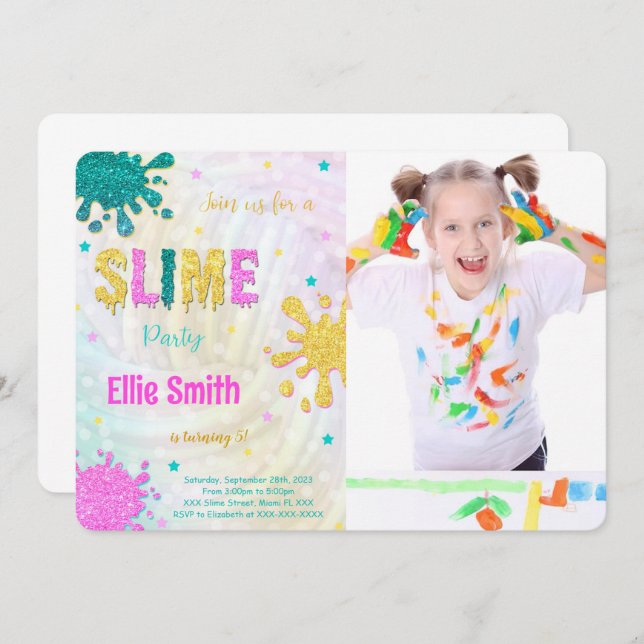 Slime Photo Invitation (Front/Back)