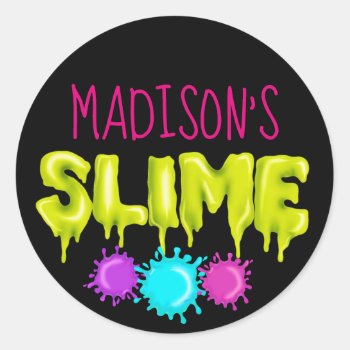 Slime Stickers  Slime Labels  Slime  Party Favors Classic Round Sticker by LittlebeaneBoutique at Zazzle